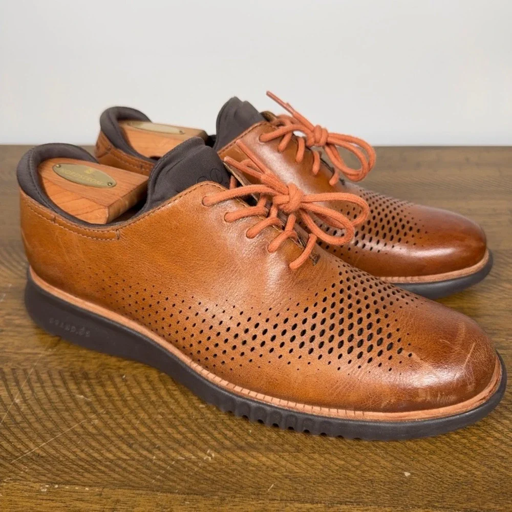 Cole Haan Shoes Mens 8M Brown 2.0 Grand Laser Wingtip Leather Comfort Oxford